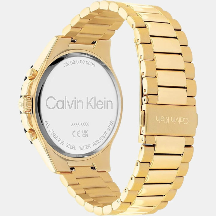 Calvin Klein 25200116 Sport Men 43mm Black Dial Gold Ionic Plated Stainless Steel Chronograph Watch