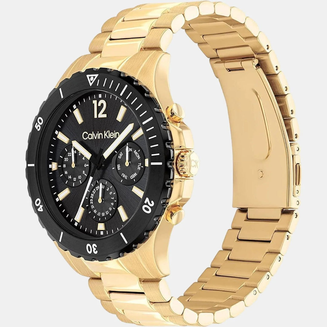 Calvin Klein 25200116 Sport Men 43mm Black Dial Gold Ionic Plated Stainless Steel Chronograph Watch