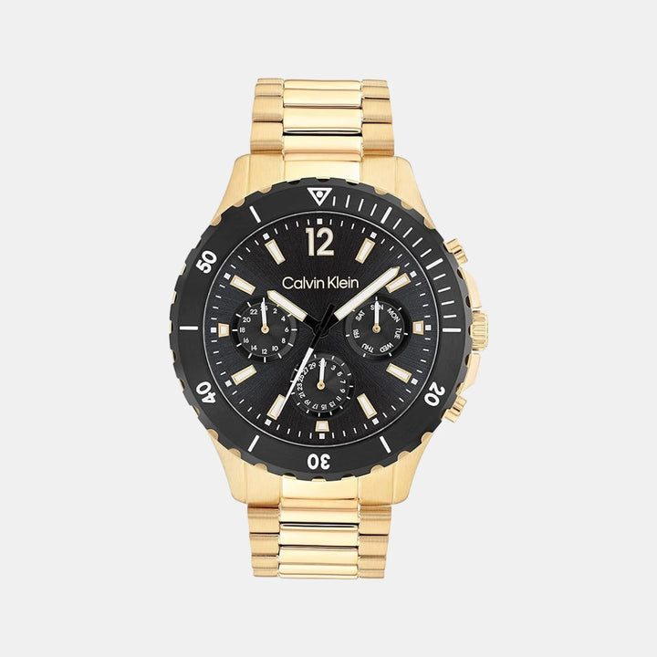 Calvin Klein 25200116 Sport Men 43mm Black Dial Gold Ionic Plated Stainless Steel Chronograph Watch