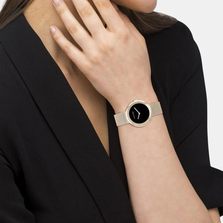 Calvin Klein 25200151 Twisted Bezel Women 34mm Black Dial Mesh Strap Quartz Watch