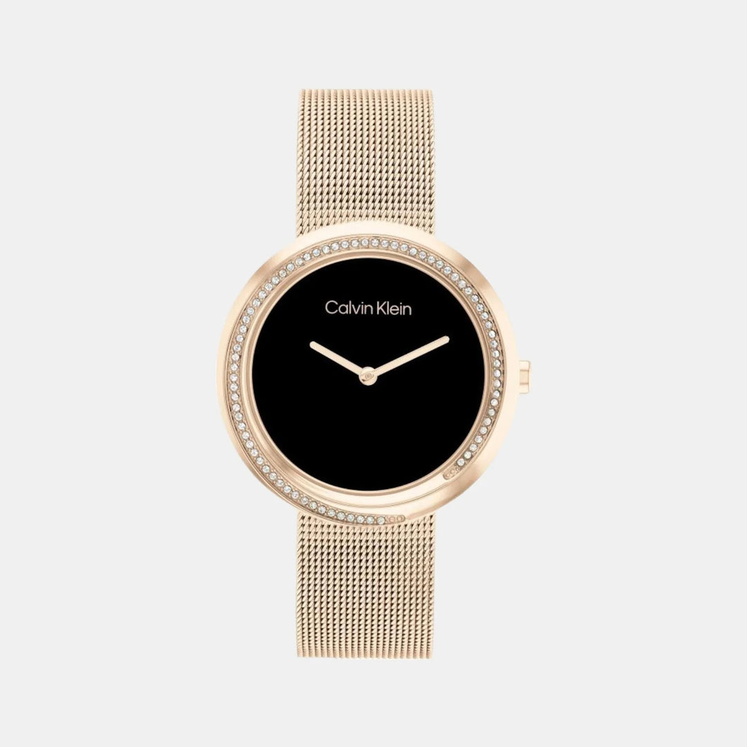 Calvin Klein 25200151 Twisted Bezel Women 34mm Black Dial Mesh Strap Quartz Watch