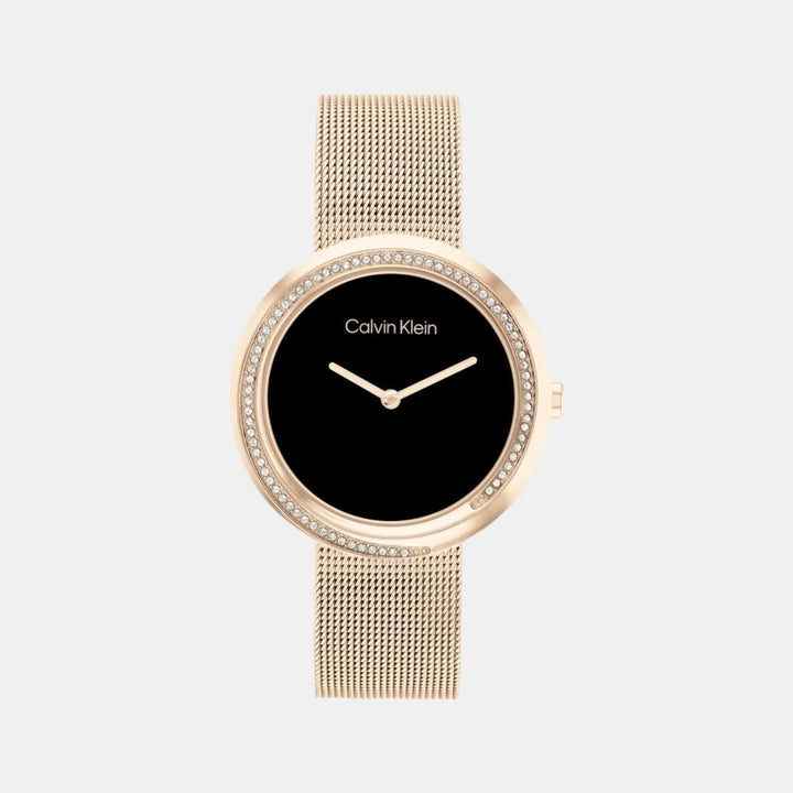 Calvin Klein 25200151 Twisted Bezel Women 34mm Black Dial Mesh Strap Quartz Watch