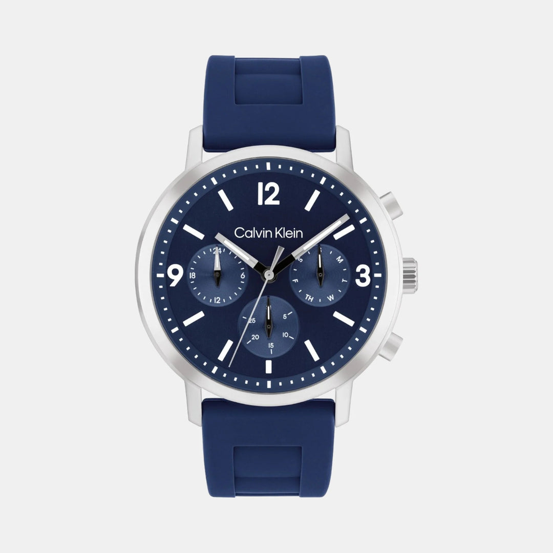 Calvin Klein Gauge 25200460 Men’s Blue Dial Blue Silicone Strap Quartz Multi-Function Watch - 25200460