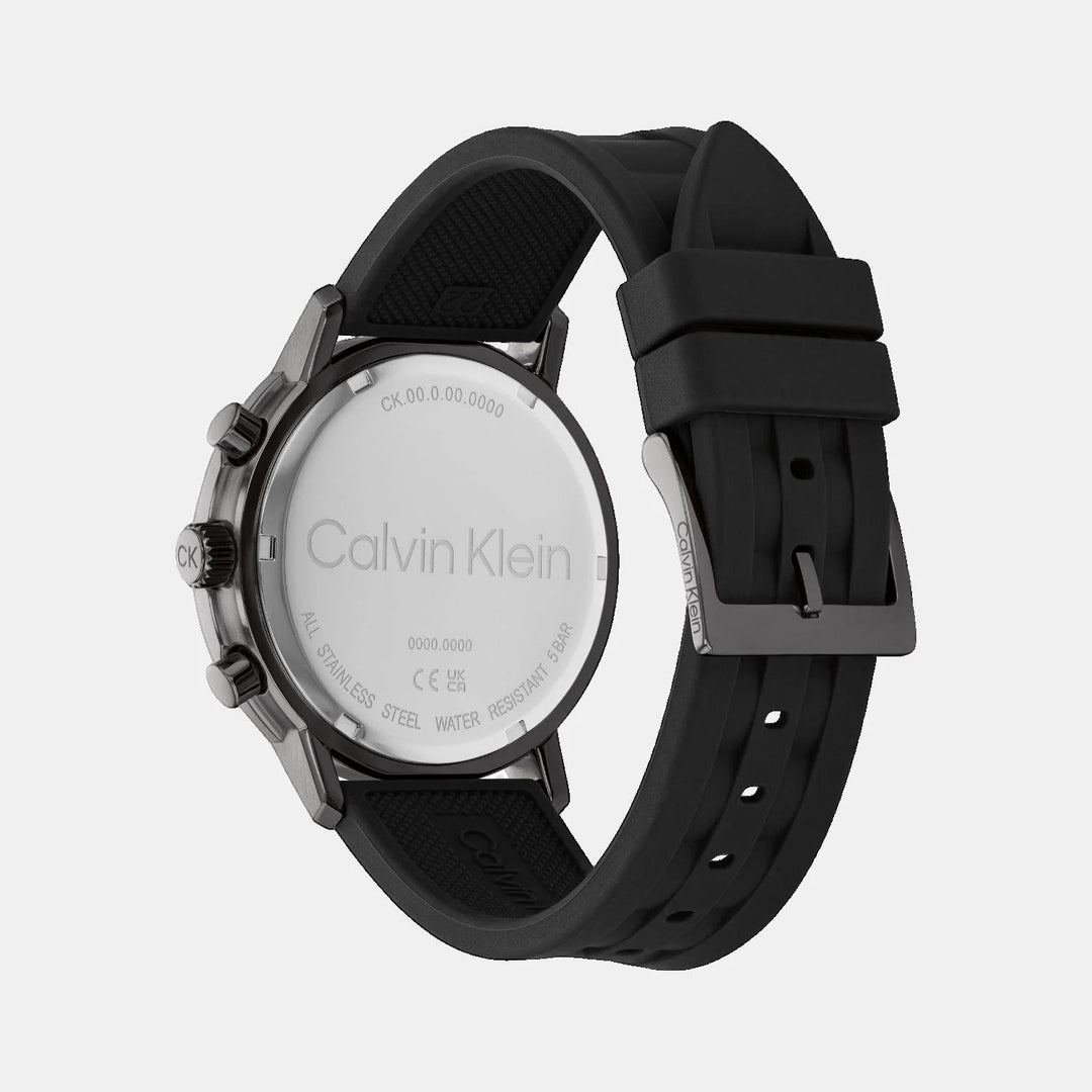 Calvin Klein Gauge 25200461 Men’s Black Dial Black Leather Strap Quartz Multi-Function Watch - 25200461