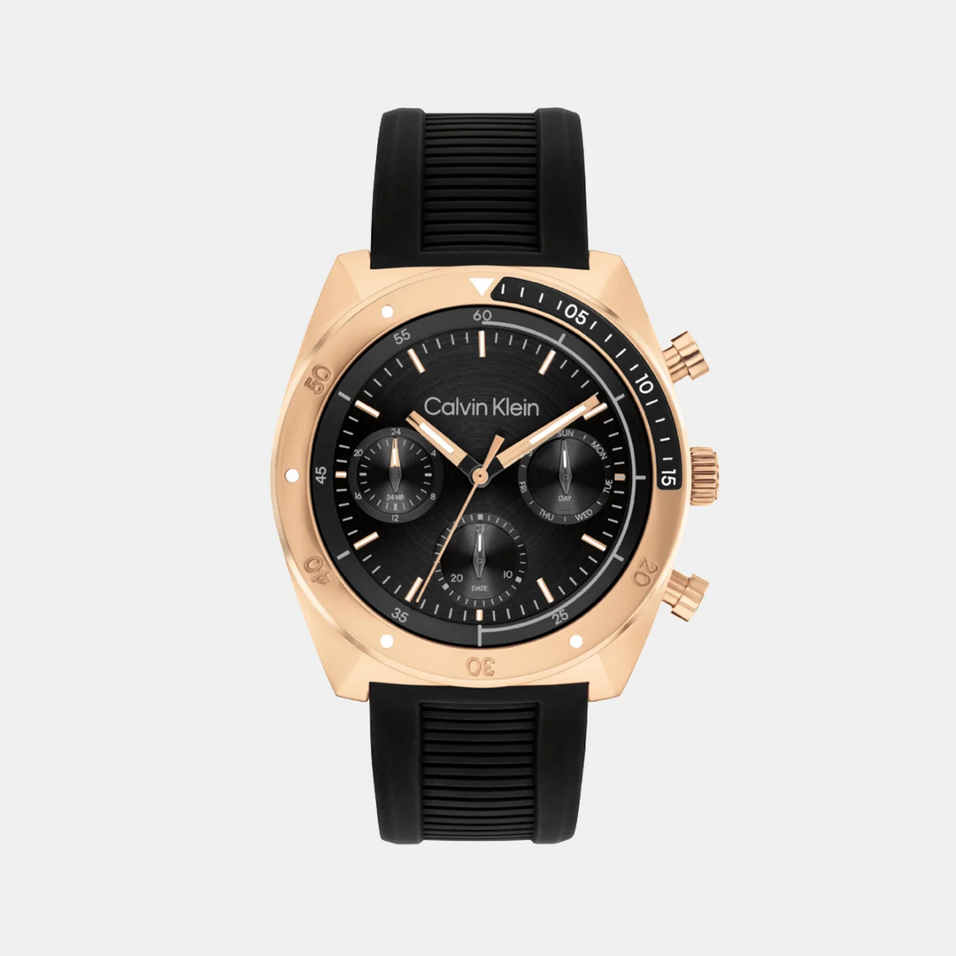 Calvin Klein CK Flex 25200480 Men’s Black Dial Black Silicone Strap Quartz Multi-Function Watch - 25200480