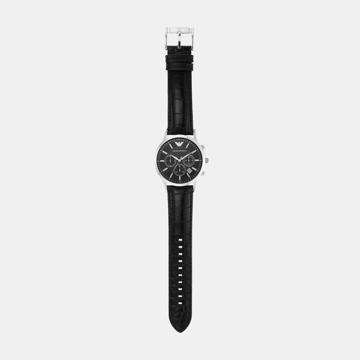 Emporio Armani Renato AR2447 Black Dial Leather Strap Men&