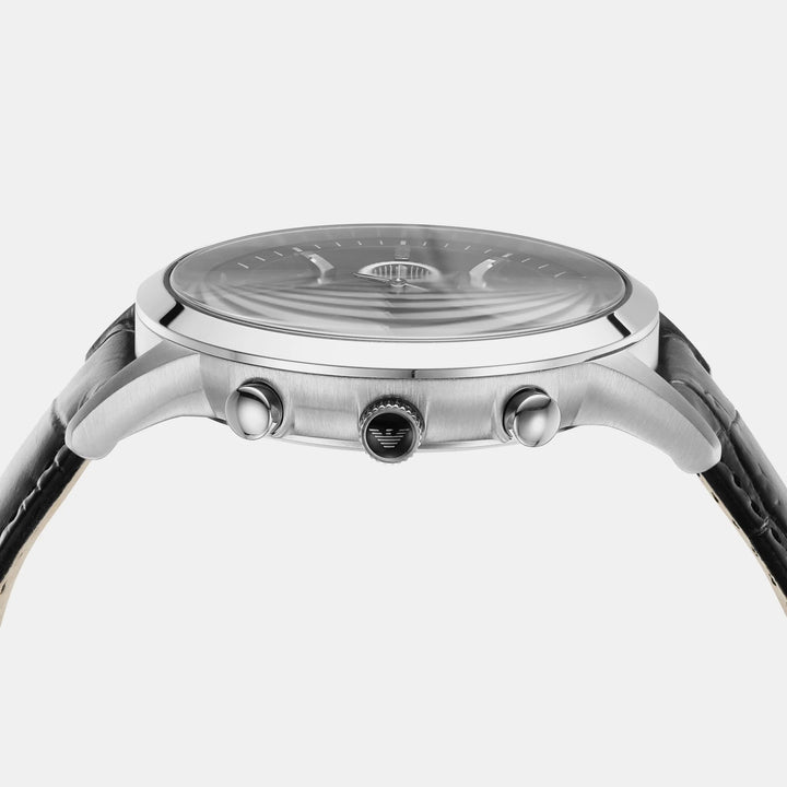Emporio Armani Renato AR2447 Black Dial Leather Strap Men&
