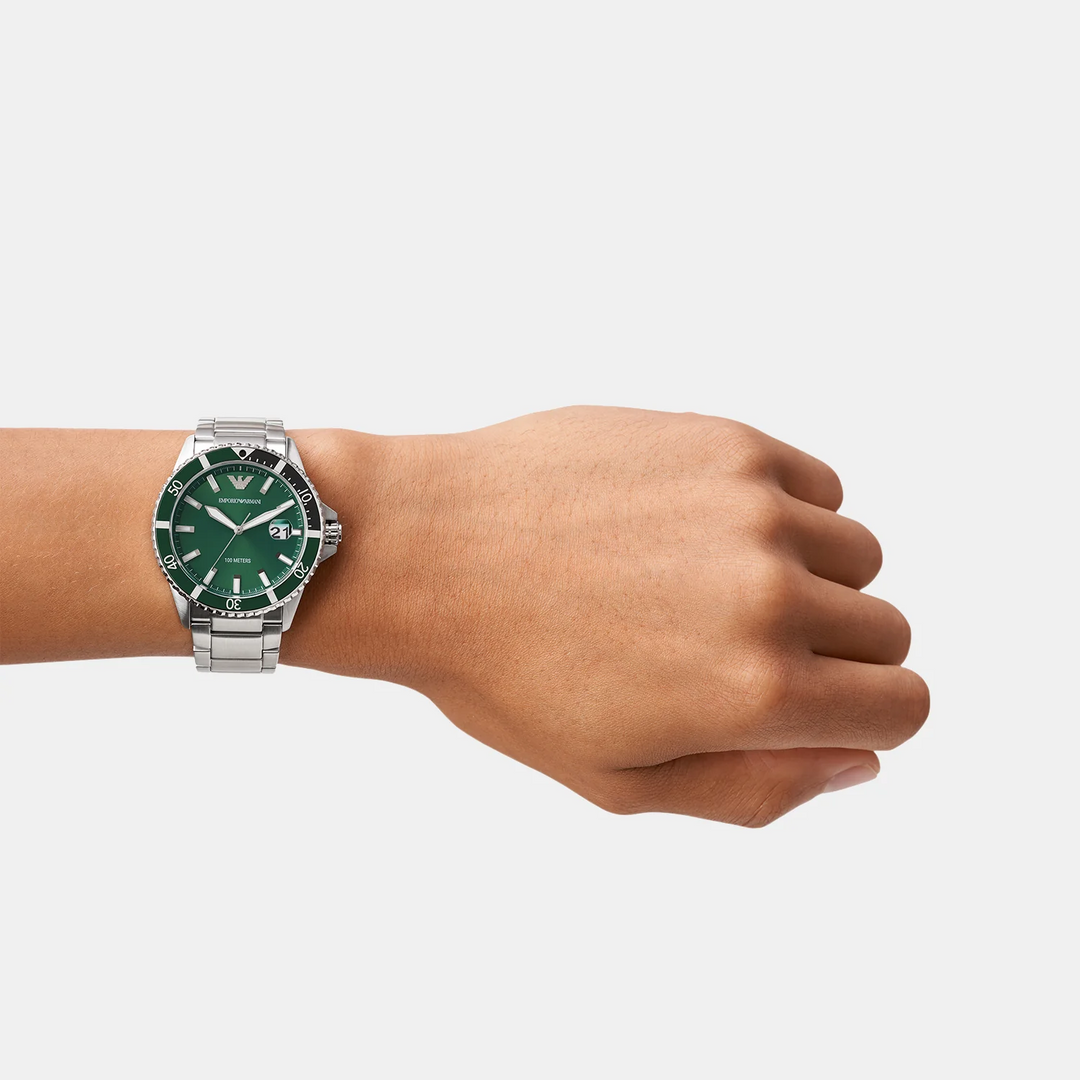 Emporio Armani Diver AR11338 Green Bezel Date Men&