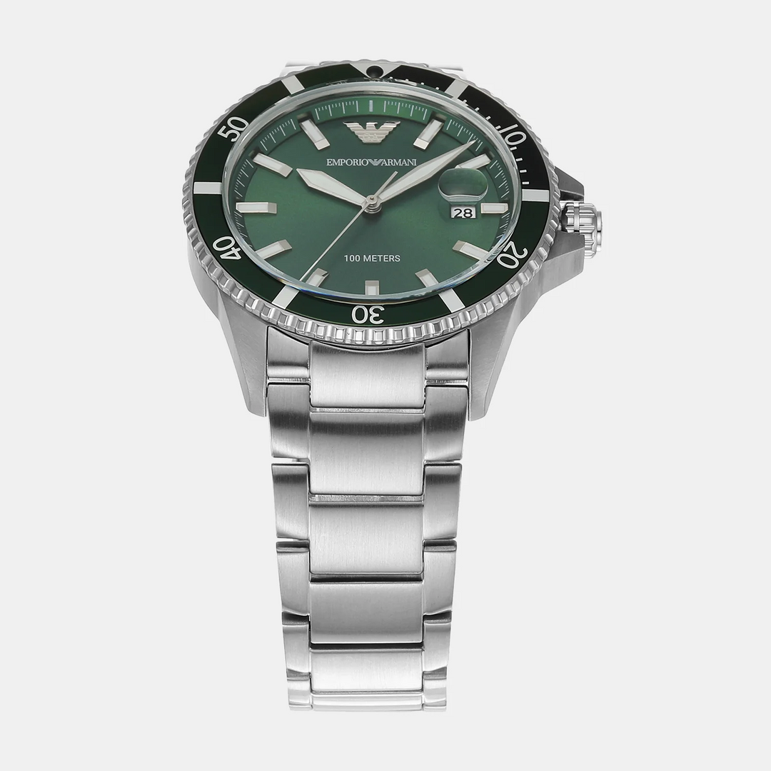 Emporio Armani Diver AR11338 Green Bezel Date Men&
