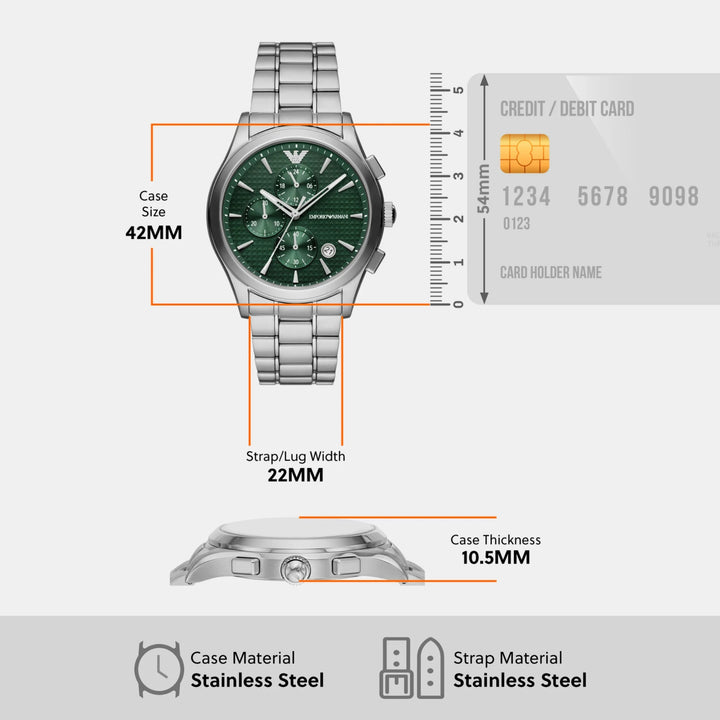 Emporio Armani Paolo AR11529 Chronograph Green Dial Men&