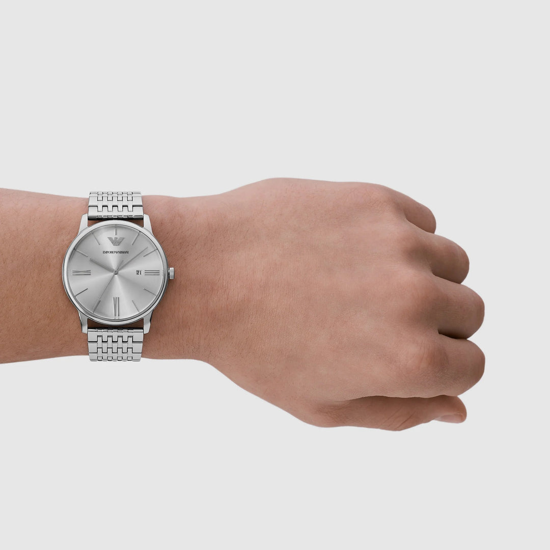 Emporio Armani Minimalist AR11599 Silver Dial Strap Men&