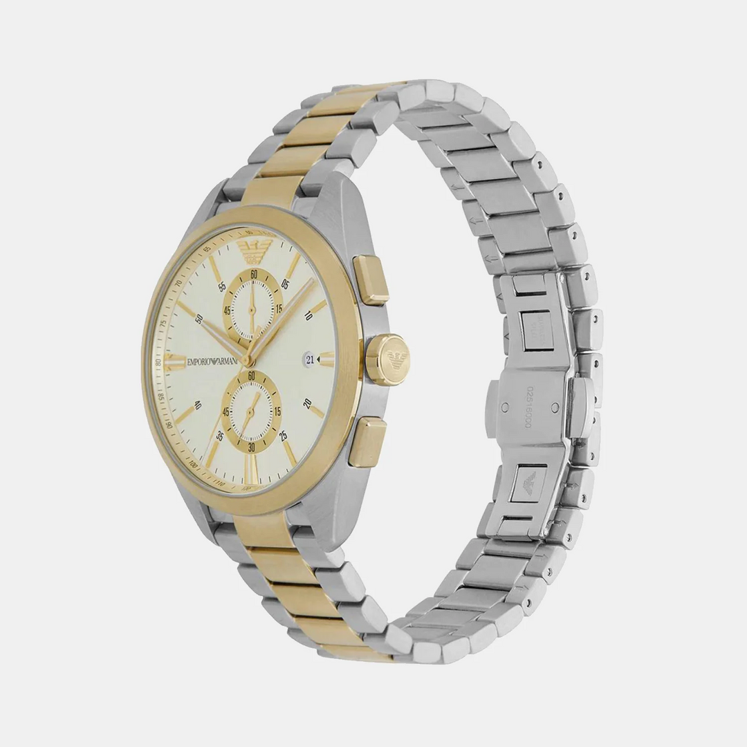 Emporio Armani Claudio AR11605 Cream Dial Silver Case Men&