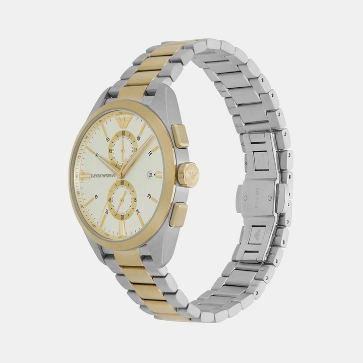 Emporio Armani Claudio AR11605 Cream Dial Silver Case Men&