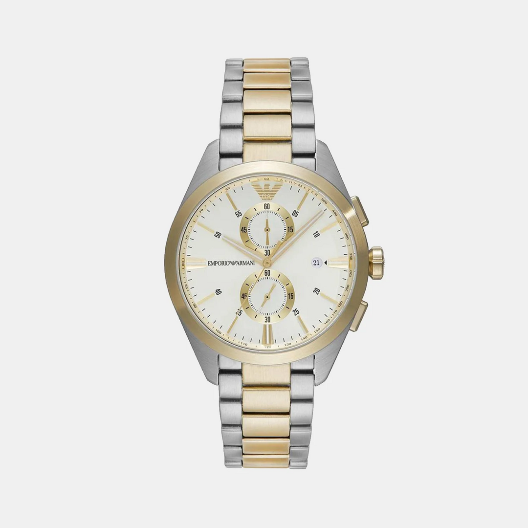 Emporio Armani Claudio AR11605 Cream Dial Silver Case Men&