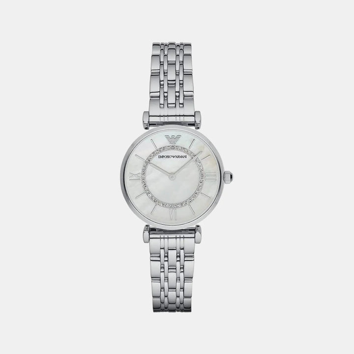 Emporio Armani Gianni AR1908 White Dial Silver Mesh Women&