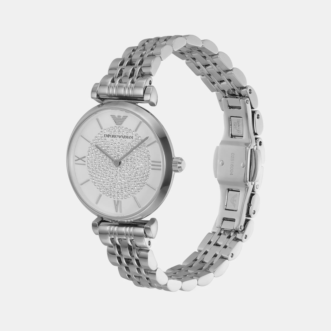 Emporio Armani Gianni T-Bar AR1925 Silver Dial Women&