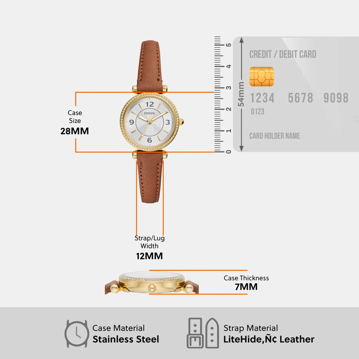 Fossil Carlie ES5297 Silver Dial Watch