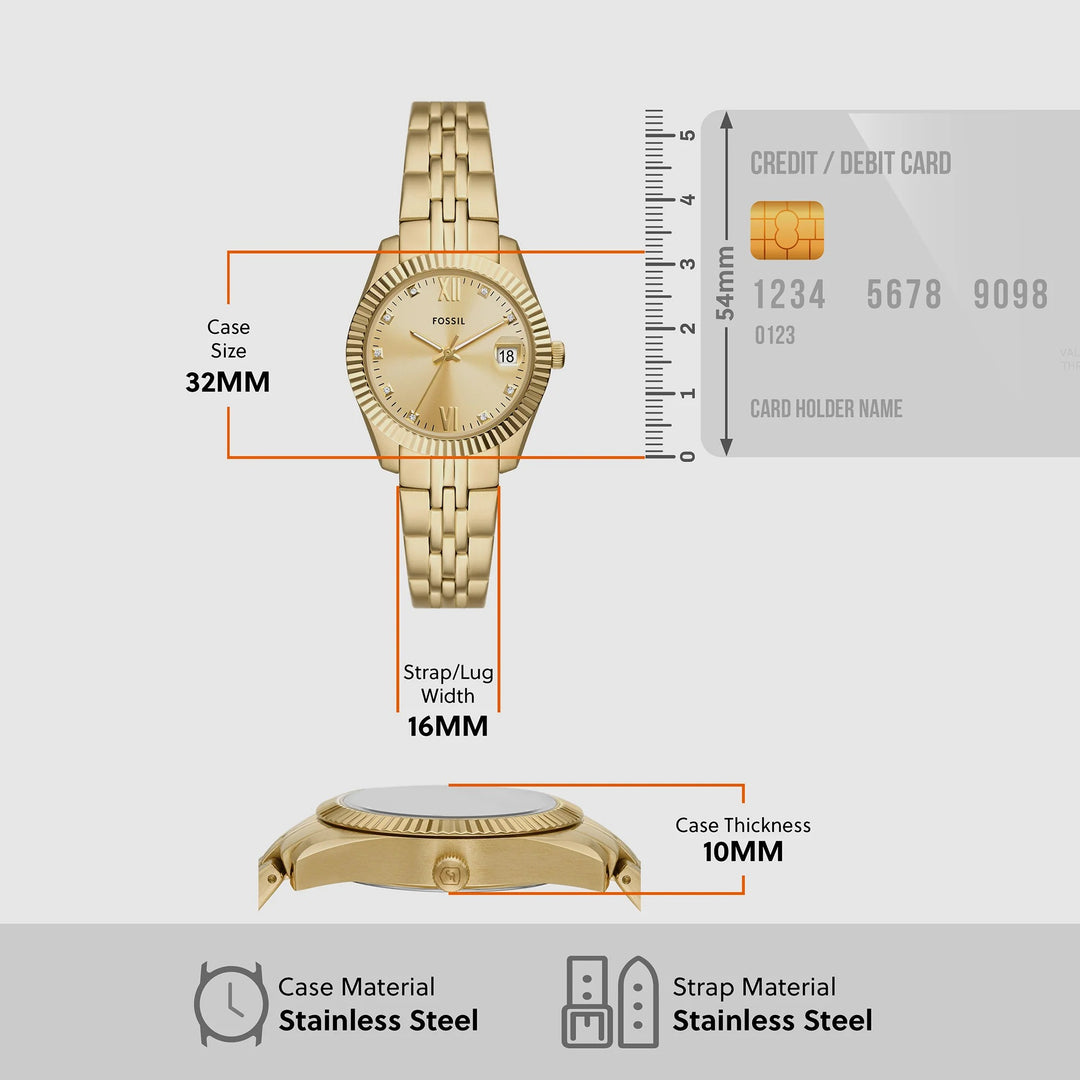 Fossil Scarlette ES5338 Silver Dial Watch