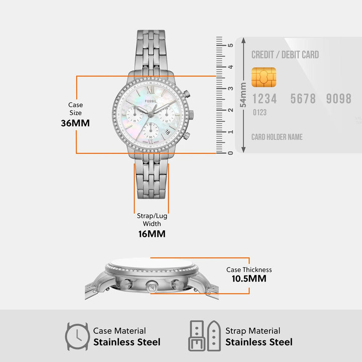 Fossil Neutra ES5357 Silver-Tone Glitz Watch