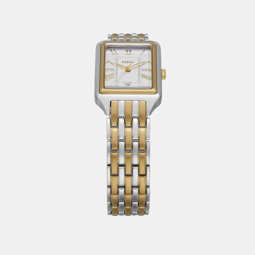 Fossil Raquel ES5368 Rectangular Silver Dial Two-Tone Stainless Steel Women&