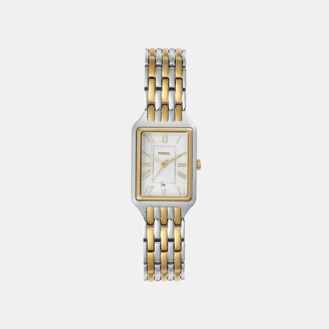 Fossil Raquel ES5368 Rectangular Silver Dial Two-Tone Stainless Steel Women&