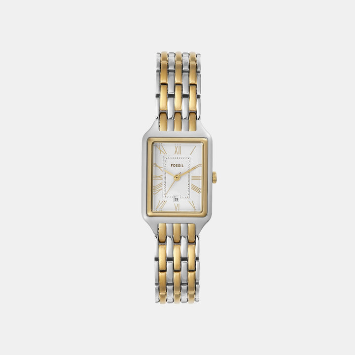 Fossil Raquel ES5368 Rectangular Silver Dial Two-Tone Stainless Steel Women&