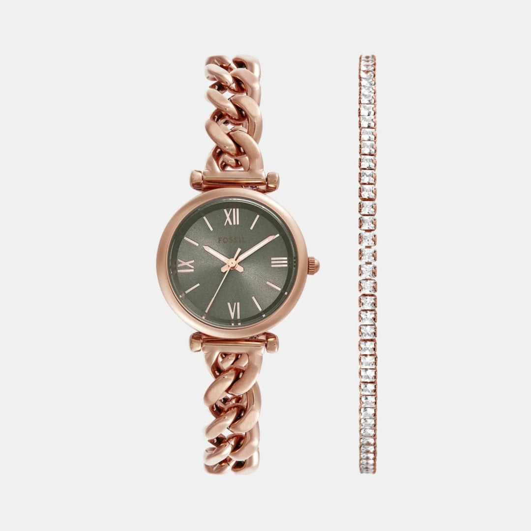 Fossil Carlie ES5378SET Gray Dial Two-Tone Watch and Bracelet Women&