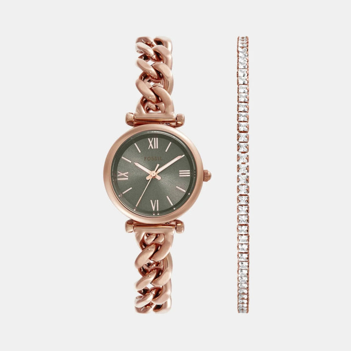 Fossil Carlie ES5378SET Gray Dial Two-Tone Watch and Bracelet Women&