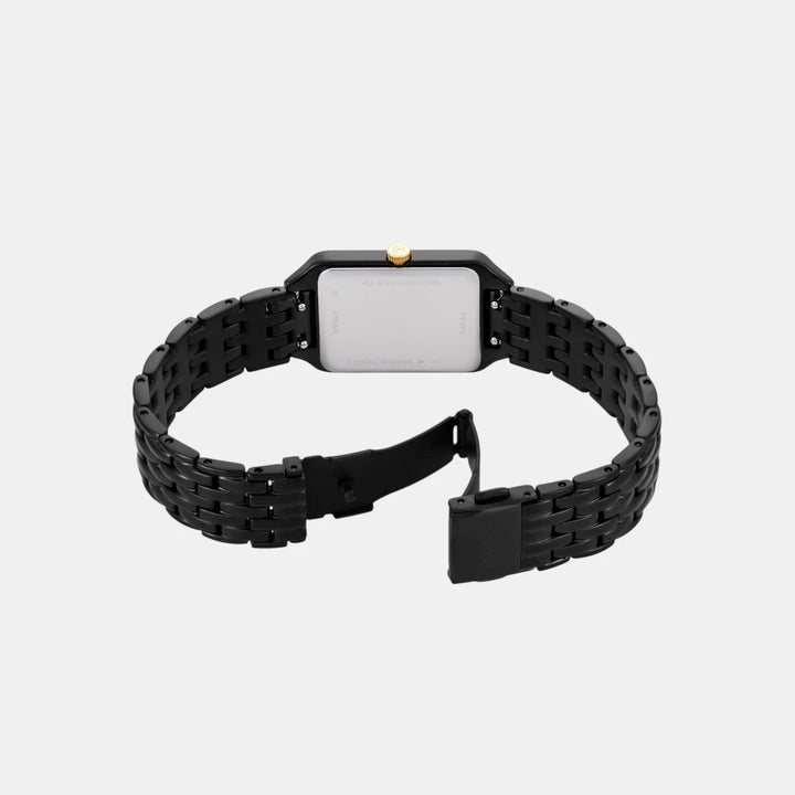 Fossil Raquel ES5385 Rectangular Black Dial Black Stainless Steel Women&