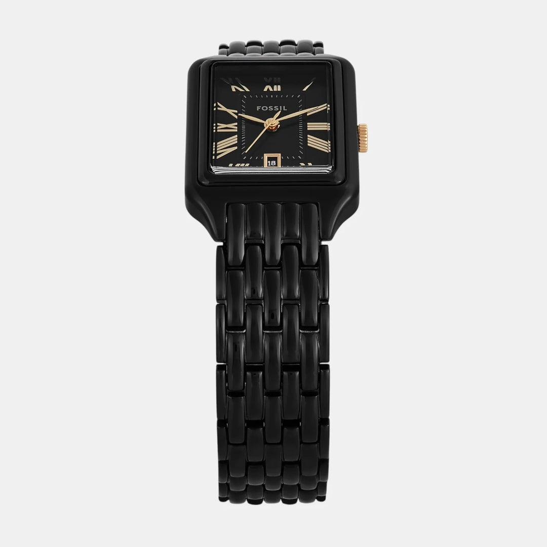 Fossil Raquel ES5385 Rectangular Black Dial Black Stainless Steel Women&