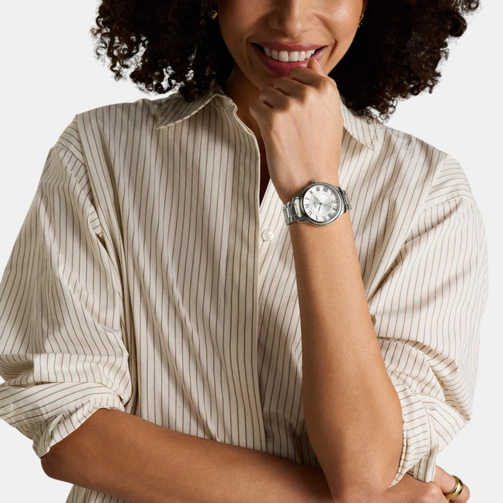 Fossil Gilmore ES5393 Silver Sunray Dial Silver-Tone Stainless Steel Women&