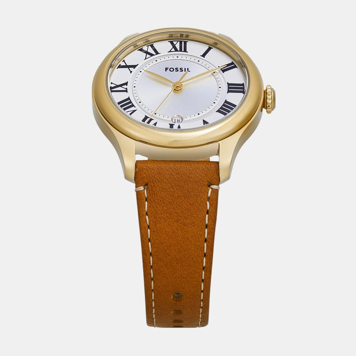 Fossil Gilmore ES5397 Silver Dial Brown Leather Strap Women&