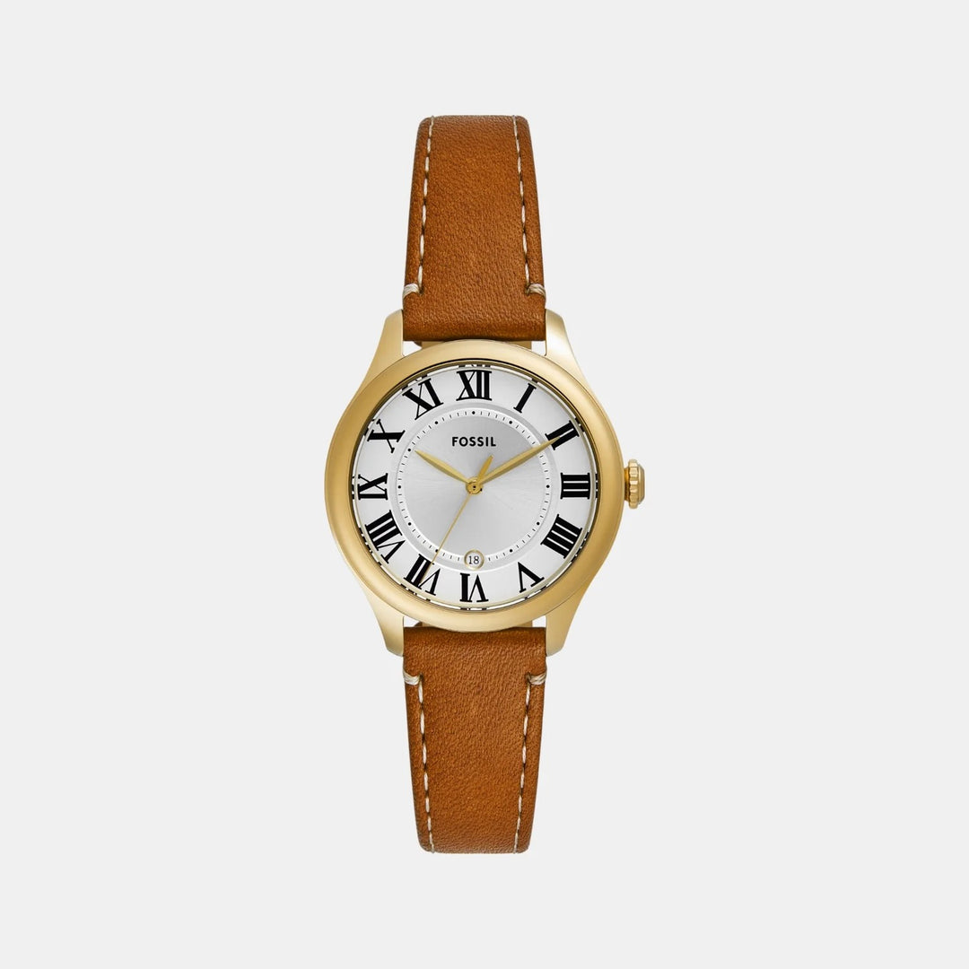 Fossil Gilmore ES5397 Silver Dial Brown Leather Strap Women&