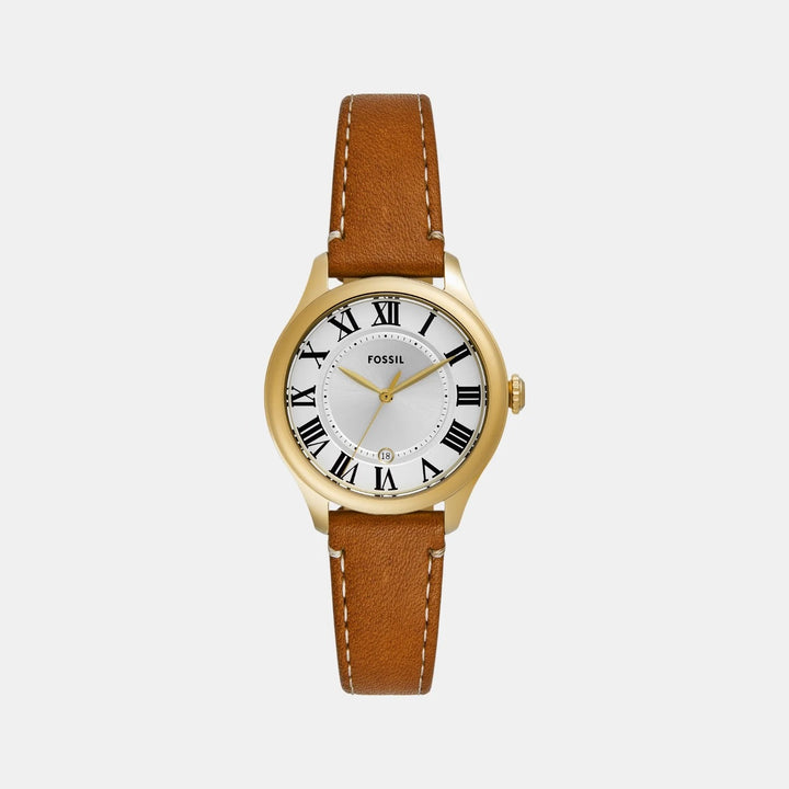 Fossil Gilmore ES5397 Silver Dial Brown Leather Strap Women&
