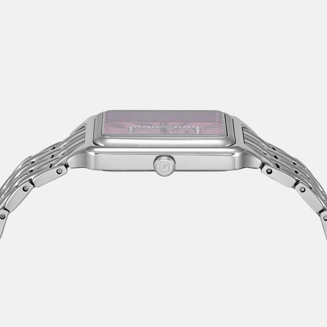 Fossil Raquel ES5401 Pink Mother of Pearl Dial Silver-Tone Stainless Steel Women&