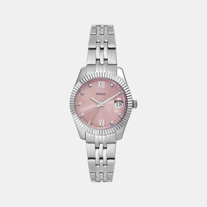 Fossil Scarlette ES5403 Pink Sunray Dial Silver-Tone Stainless Steel Women&