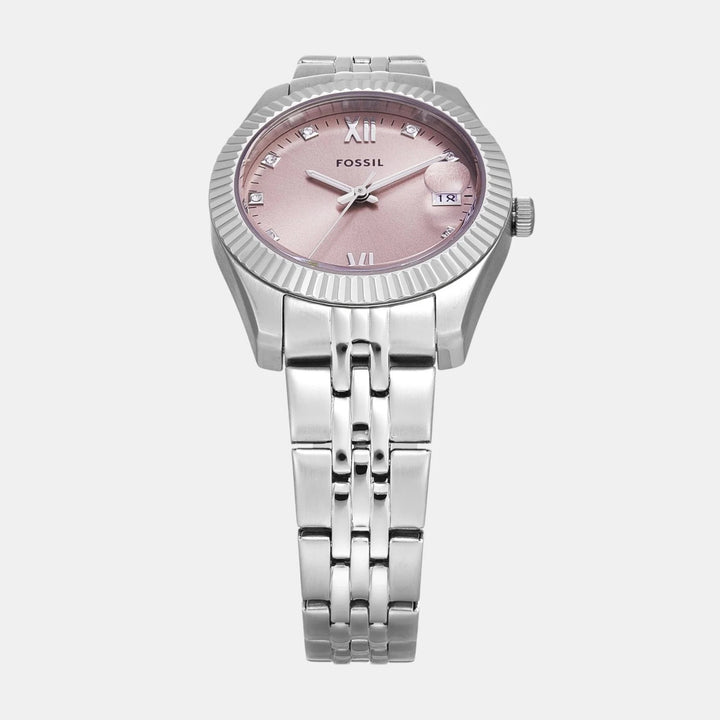 Fossil Scarlette ES5403 Pink Sunray Dial Silver-Tone Stainless Steel Women&