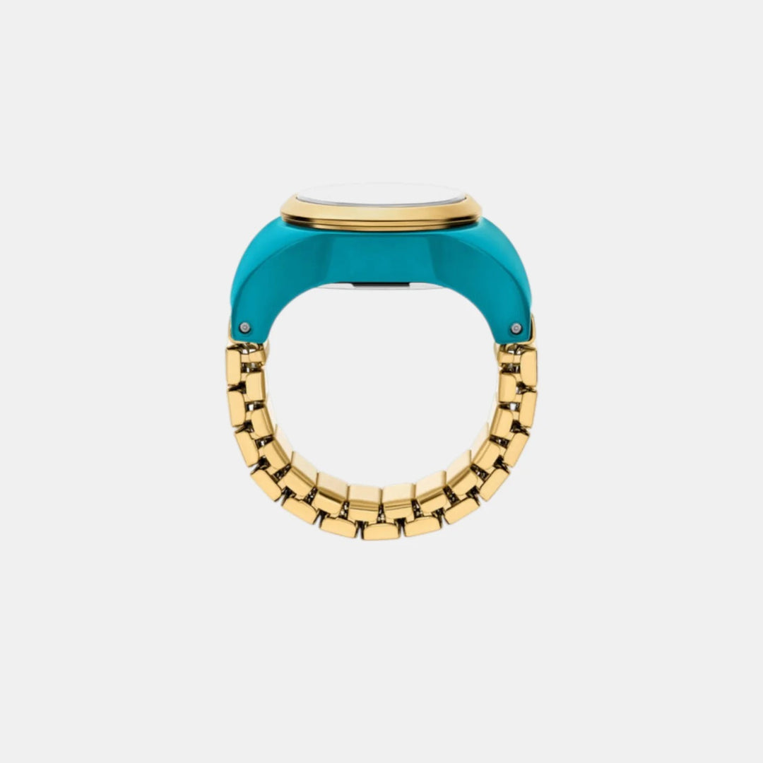 Fossil Raquel ES5415 Gold-Tone Rectangular Analog Ring Watch for Women