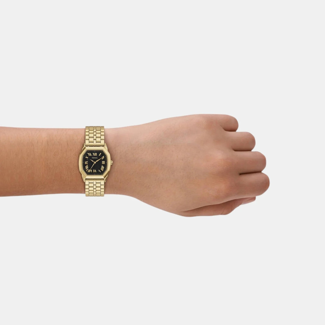 Fossil Harlow ES5433 Octagon Black Dial Gold-Tone Stainless Steel Women&