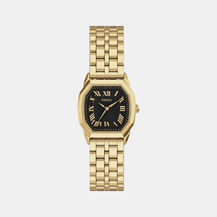 Fossil Harlow ES5433 Octagon Black Dial Gold-Tone Stainless Steel Women&