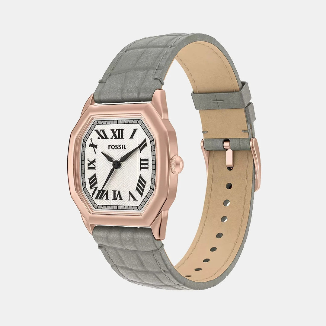 Fossil Harlow ES5435 Rectangular Black Dial Rose Gold-Tone Stainless Steel Women&