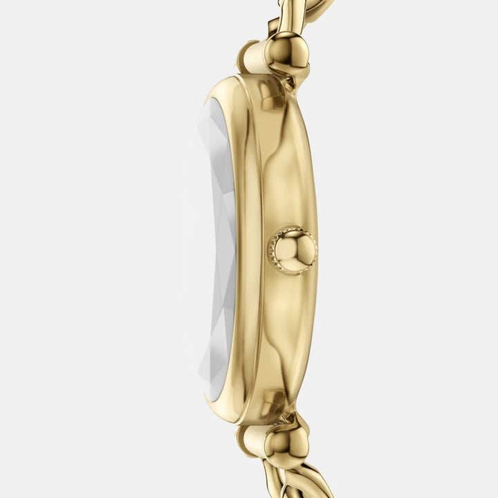 Fossil Carlie ES5441 Green Dial Gold-Tone Curb Chain Bracelet Women&