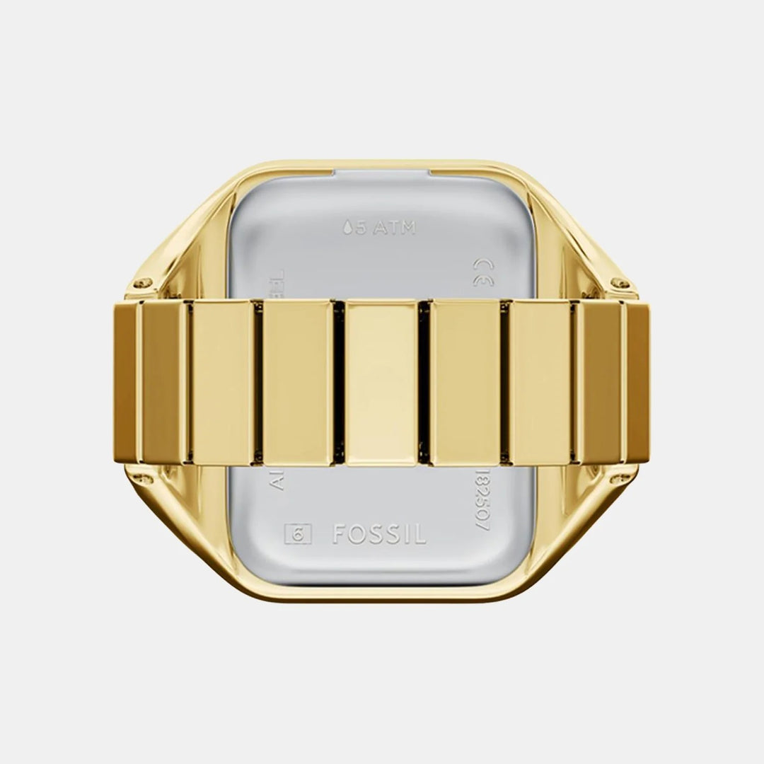 Fossil Raquel ES5448 Gold-Tone Rectangular Green Malachite Ring Watch