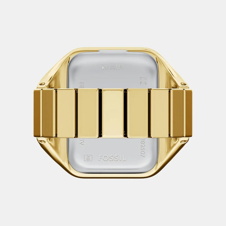 Fossil Raquel ES5448 Gold-Tone Rectangular Green Malachite Ring Watch