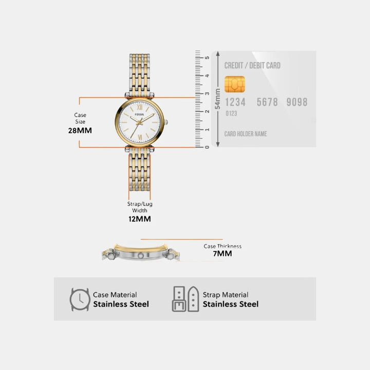 Fossil Carlie ES5450SET Two-Tone Watch and Curb Chain Bracelet Women&