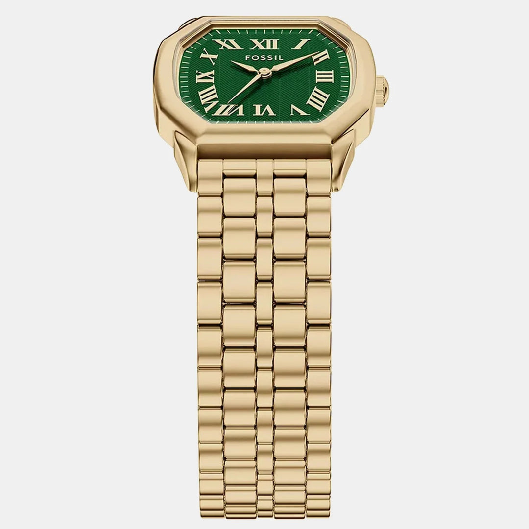 Fossil Harlow ES5451 Octagon Green Dial Rose Gold-Tone Stainless Steel Women&