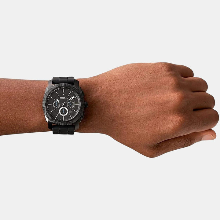 Fossil Machine FS4487 Black Chronograph Dial Black Silicone Strap Men&
