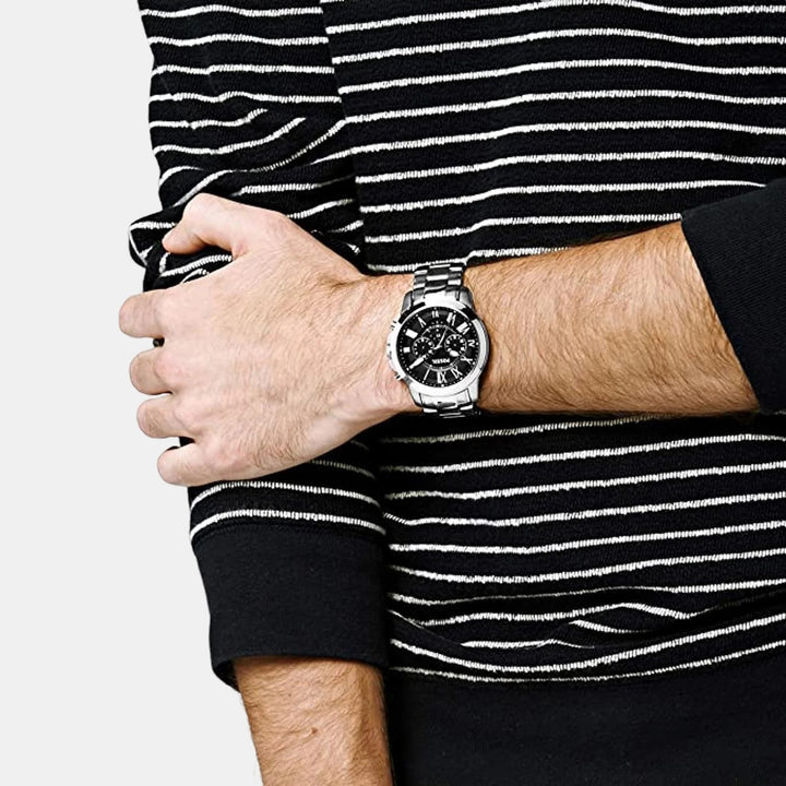 Fossil Grant FS4736 Silver-Tone Chronograph Stainless Steel Men&