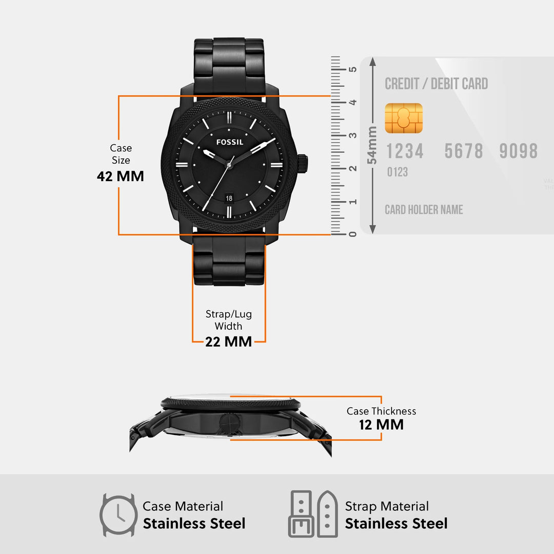 Fossil Machine FS4775 Black Stainless Steel Chronograph Men&