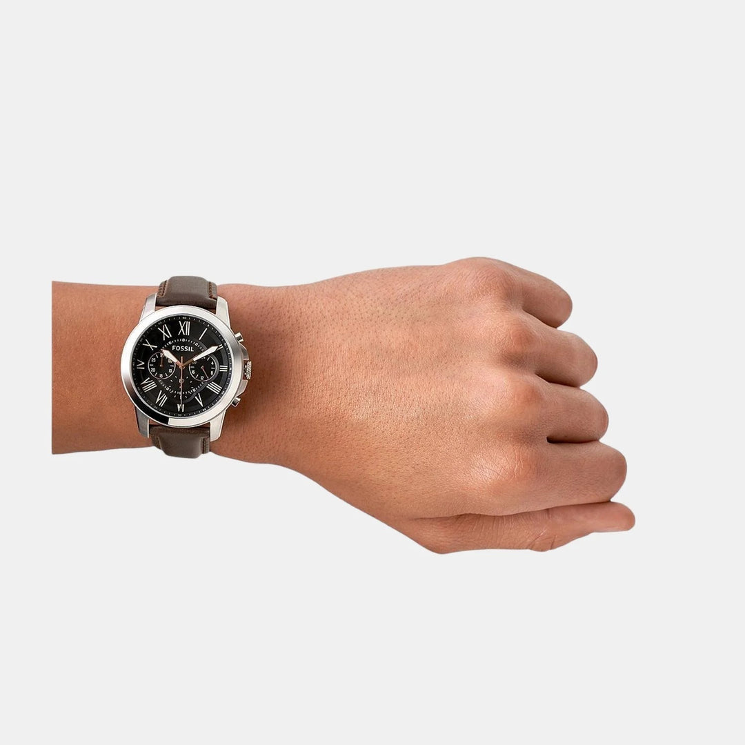 Fossil Grant FS4813 Chronograph Black Dial Brown Leather Strap Men&